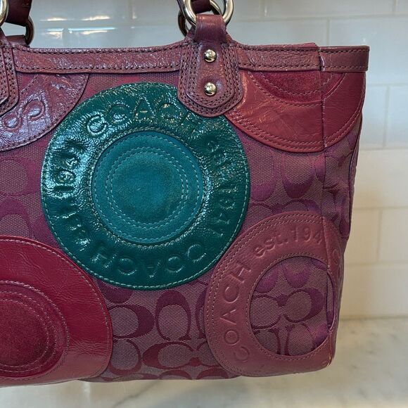 Coach Galaxy Mutlicolor Snap Head Patchwork Tote Shoulder Bag - Picture 3 of 16